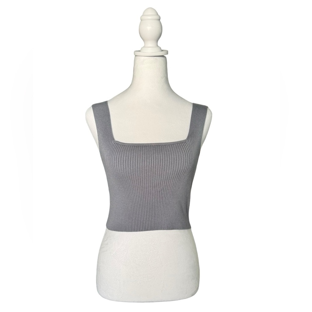 Gray Ribbed Tank Crop top